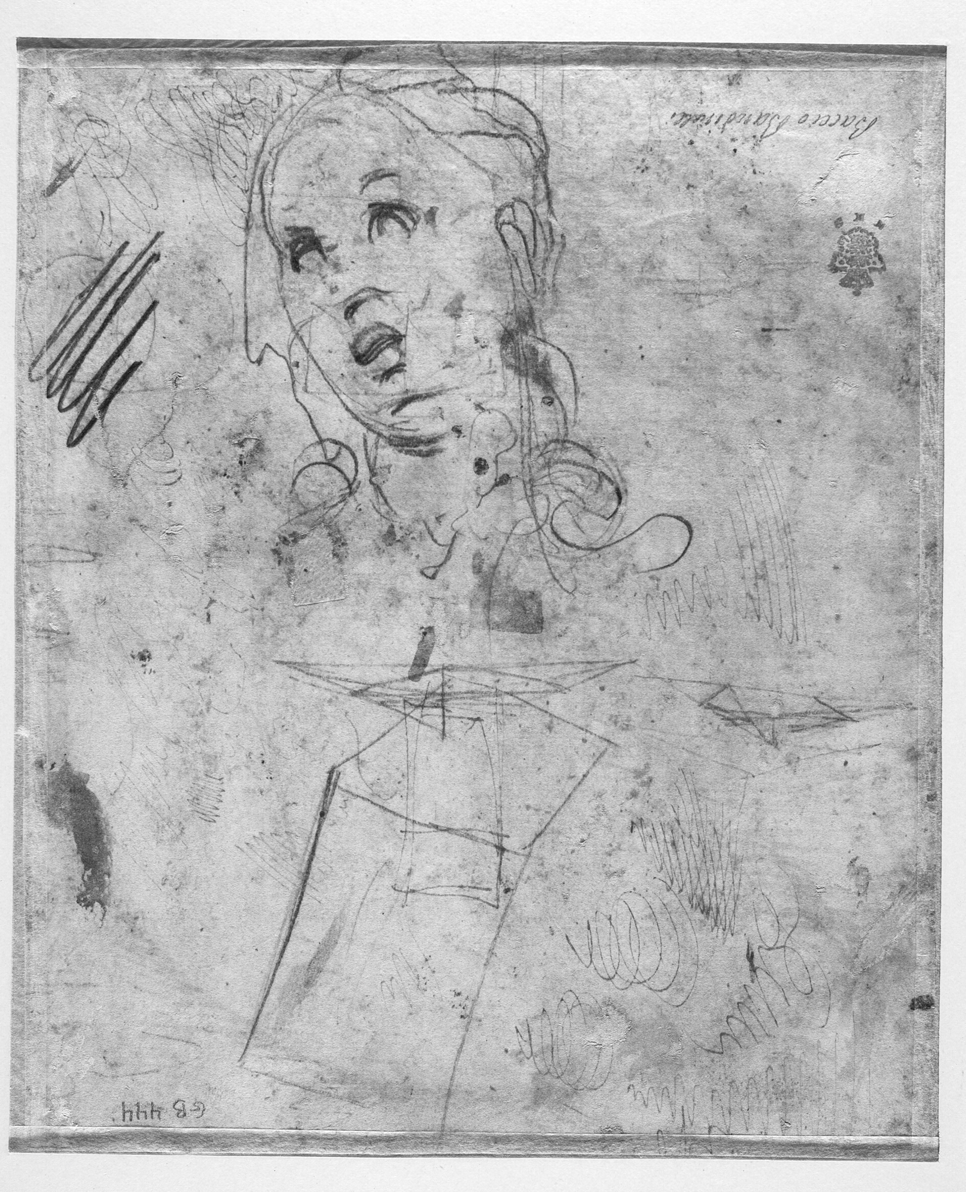 Studie af et hoved og afprøvning af pen